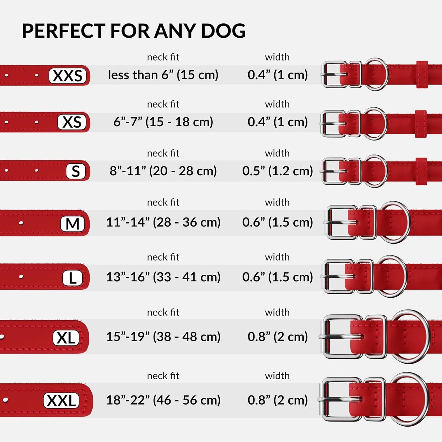 CollarDirect Rolled Leather Dog Collar, Soft Padded Round Puppy Collar, Handmade Genuine Leather Collar Dog Small Large Cat Collars 13 Colors (13-16 Inch, Red Smooth)