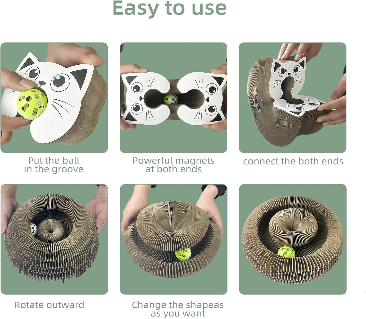 Magic Accordion Cat Scratching Board - Interactive Toy for Bored Indoor Cats, Fun & Durable Cat Toys 2Pack