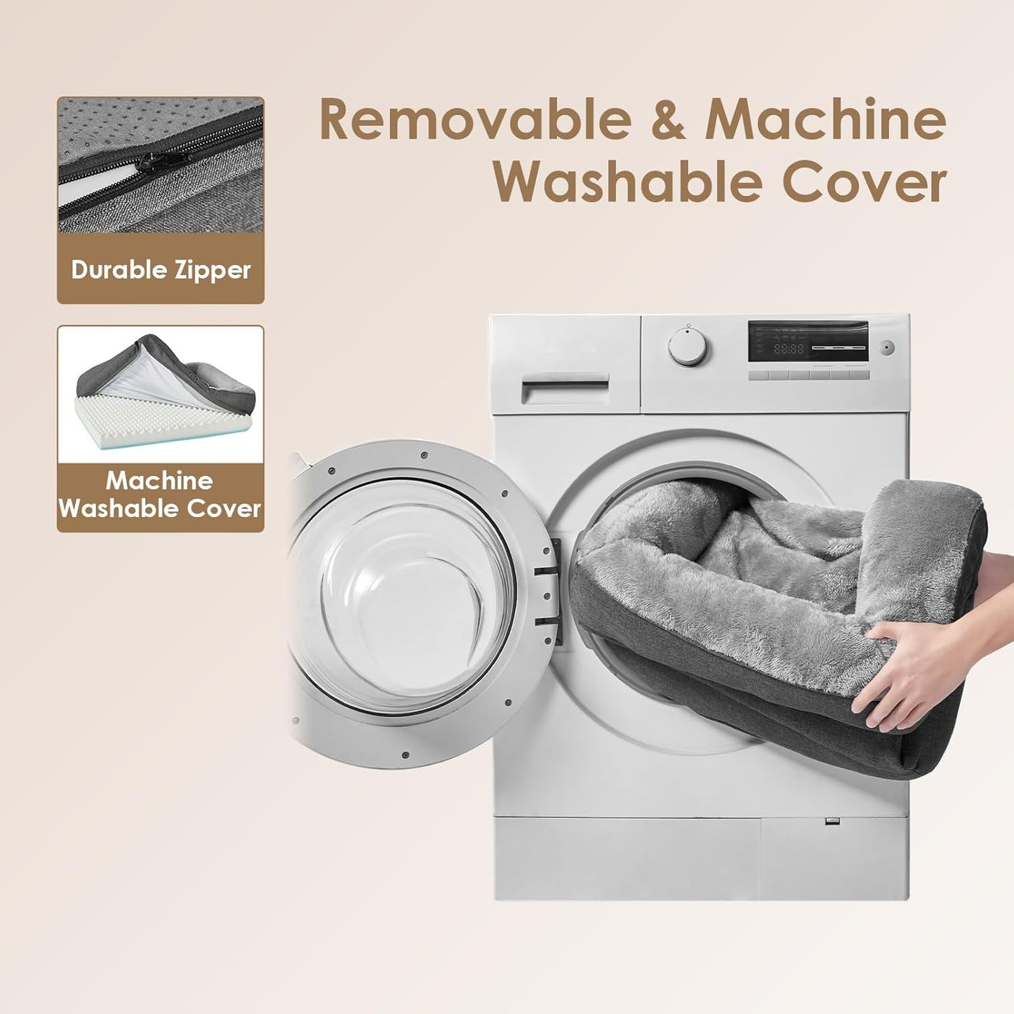 EHEYCIGA Memory Foam Dog Bed for Medium Size, Orthopedic Dog Sofa with Sides and Waterproof Liner, Washable Bolster Pet Couch with Removable Cover, 35x22x6.5 Inch, Grey