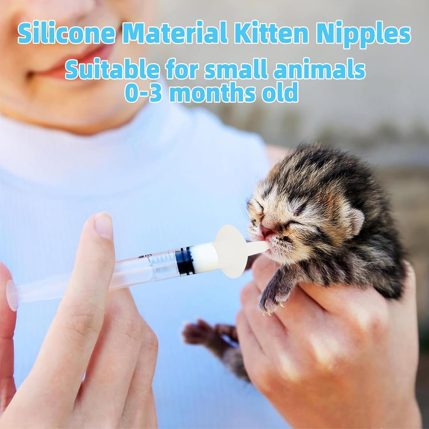 Artecare 10 Pcs Kitten Feeding Nipples and Nursing Syringe,Pet Nursing Nipples with Syringes,Nipples for Puppies Nipple for Kittens,Reusable for Newborn Kittens, Puppies, Rabbits,Small Animals