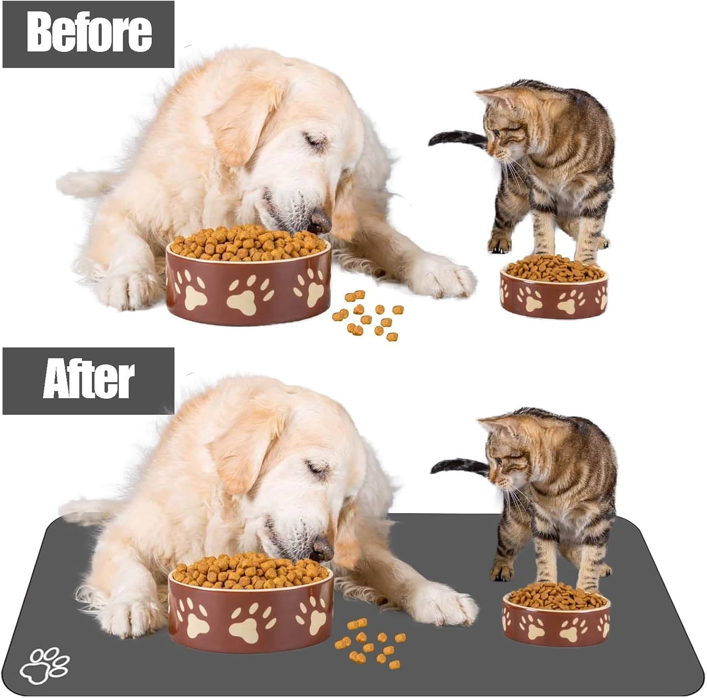 Large Pet Feeding Mat, Absorbent Quick Dry Dog Mat for Food and Water Bowl, Non Skid Cat Bowl Mat, No Stains Quick Dry for Pet Water Dispenser Pet Supplies for Messy Drinkers