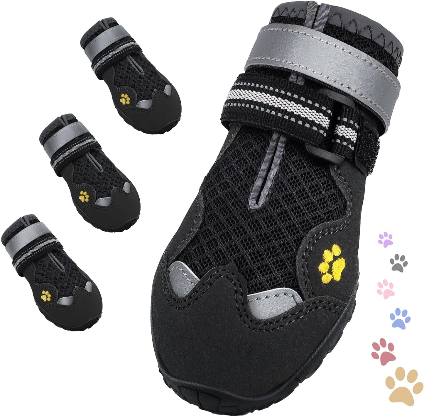 Dog Shoes for Large Medium Small Dog, Mesh Breathable Dog Shoes for Hot Pavement, Anti-Slip Dogs Boots Paw Protectors with Reflective for Outdoor Walking Indoor Hardfloors (Size 6)