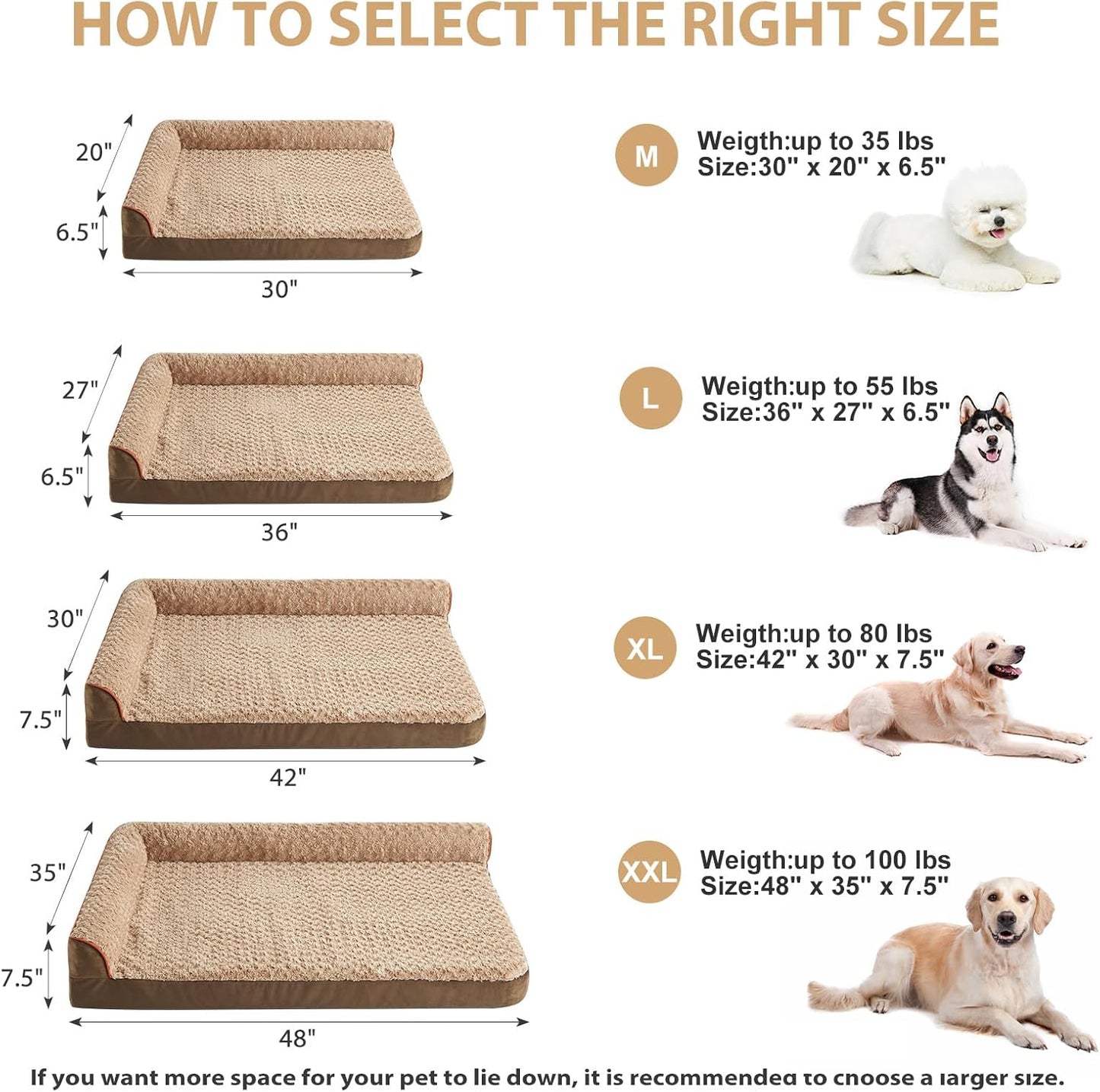 BFPETHOME Orthopedic Dog Beds for Large Dogs-Waterproof Sofa Dog Bed with Removable Washable Cover, Big Pet Bed with Waterproof Lining and Nonskid Bottom,Pet Bed for Large Dogs