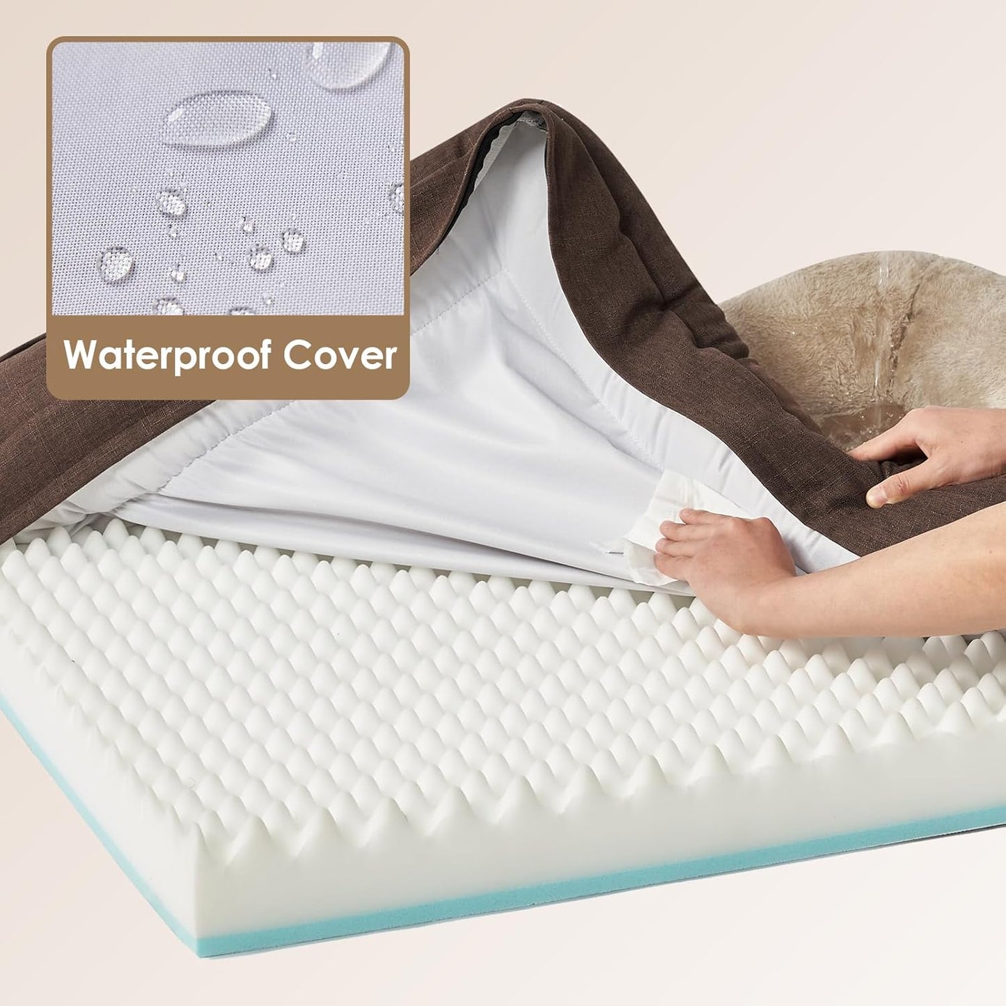 EHEYCIGA Memory Foam XL Dog Bed for XLarge Sized, Extra Large Orthopedic Dog Sofa with Sides and Waterproof Liner, Washable Bolster Pet Bed Couch with Removable Cover, 42x30x7.5 Inch, Brown