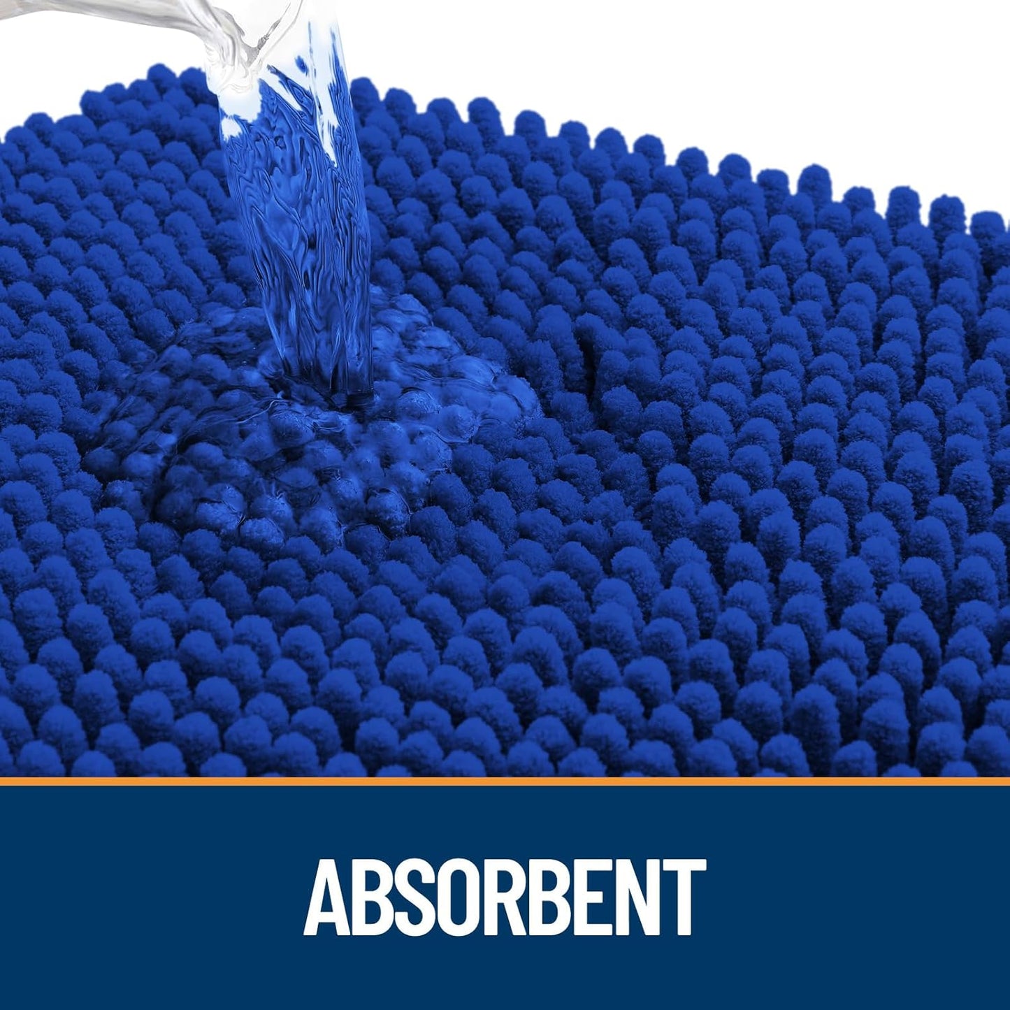 OLANLY Dog Door Mat for Muddy Paws 59x20, Absorbs Moisture and Dirt, Absorbent Non-Slip Washable Doormat, Quick Dry Chenille Mud Mat for Dogs, Entry Indoor Entryway Carpet for Inside Floor, Royal Blue