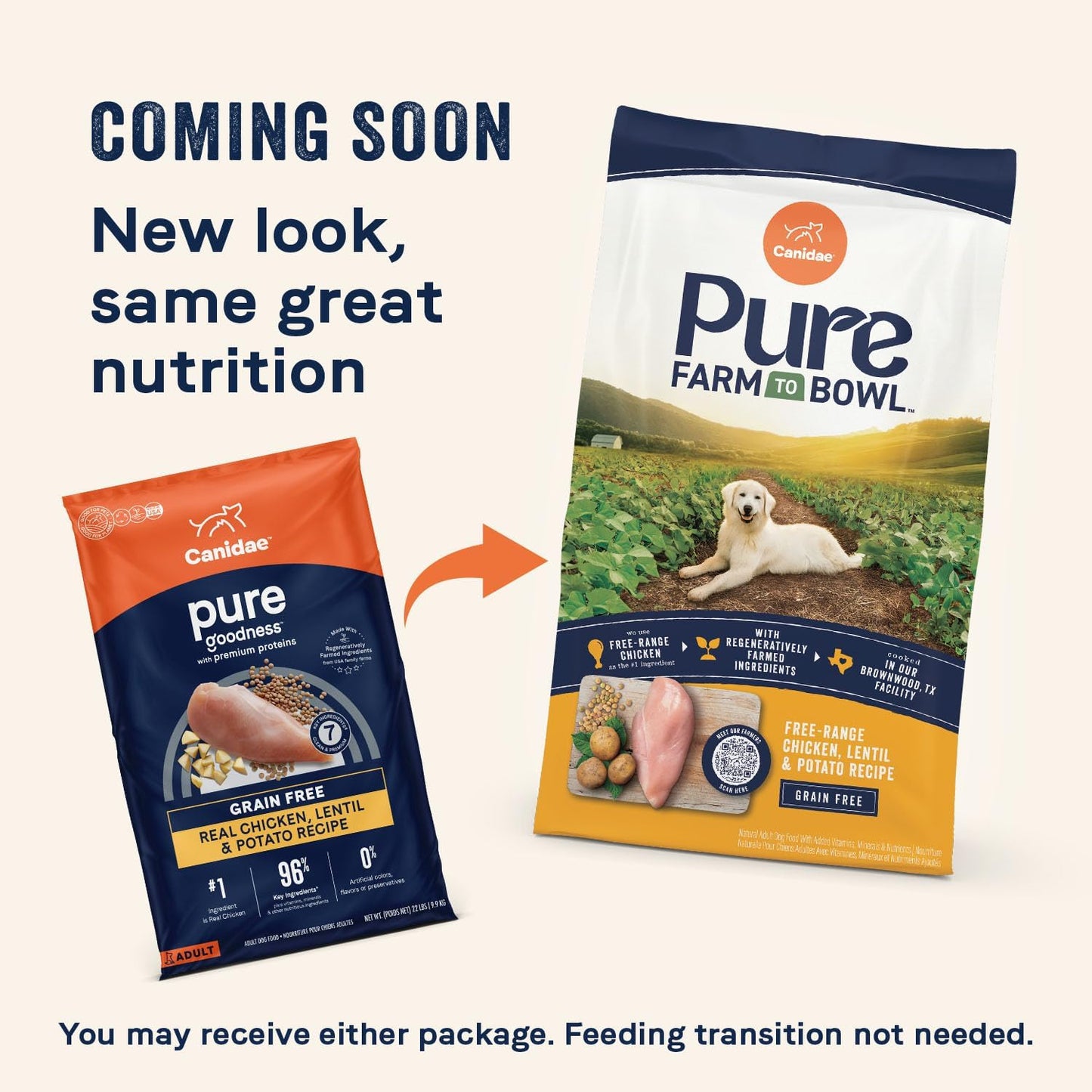 Canidae Pure Limited Ingredient Premium Adult Dry Dog Food, Real Chicken, Lentil & Potato Recipe, 4 lbs, Grain Free