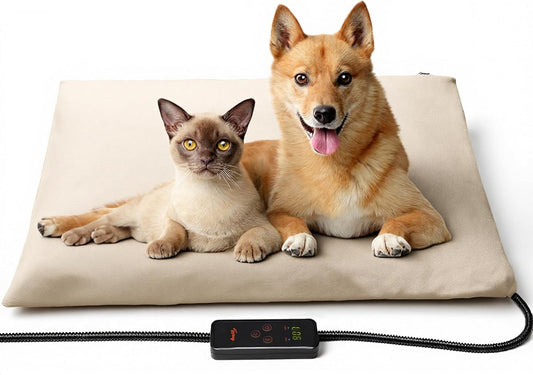 Toozey Large Pet Heating Pad, 6 Adjustable Temperature Heated Dog Bed with Timer, Waterproof Electric Heated Mat for Dogs and Cats, Chew Resistant Cord, Safe Indoor Use, 35x24in