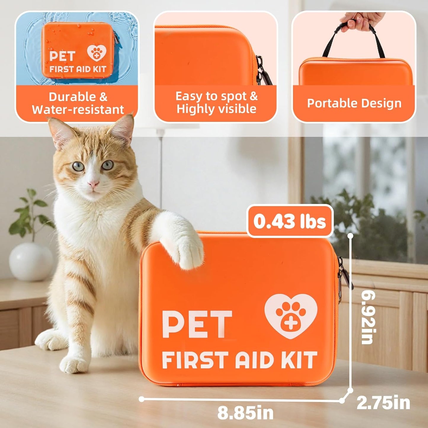 Portable Dog First Aid Kit with Hook - Water Resistant Pouch for Hiking, Camping, Daily Family Use, Travel, Pet Safety, Thoughtful Gift for Pet Owners (81pcs Upgrade Professional Version)
