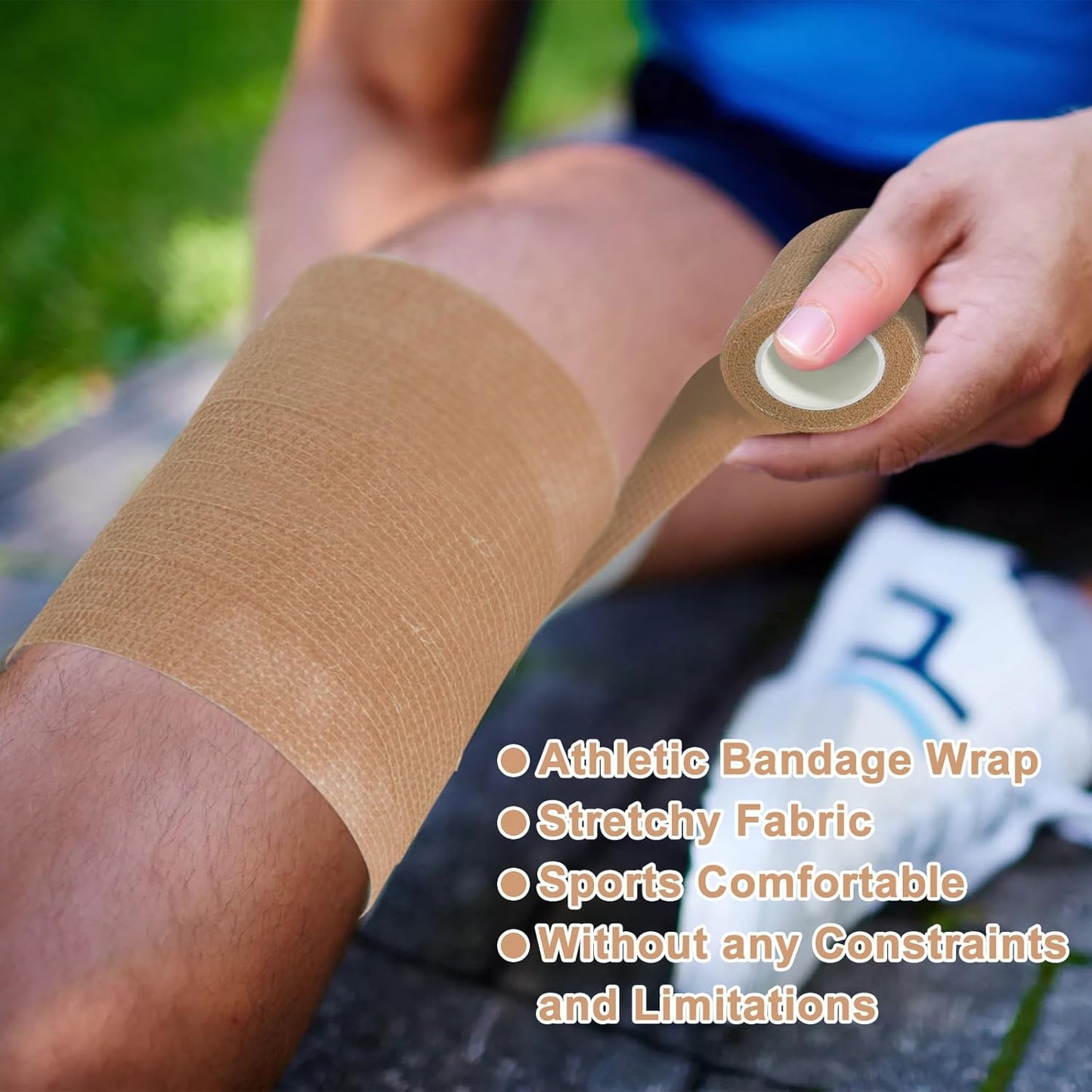 24 Pack Self Adhesive Bandage Wrap, 4” x 5 Yards Cohesive Medical Tape Elastic Wrap for Sports, Ankle, Wrist Sprains, Pet First Aid