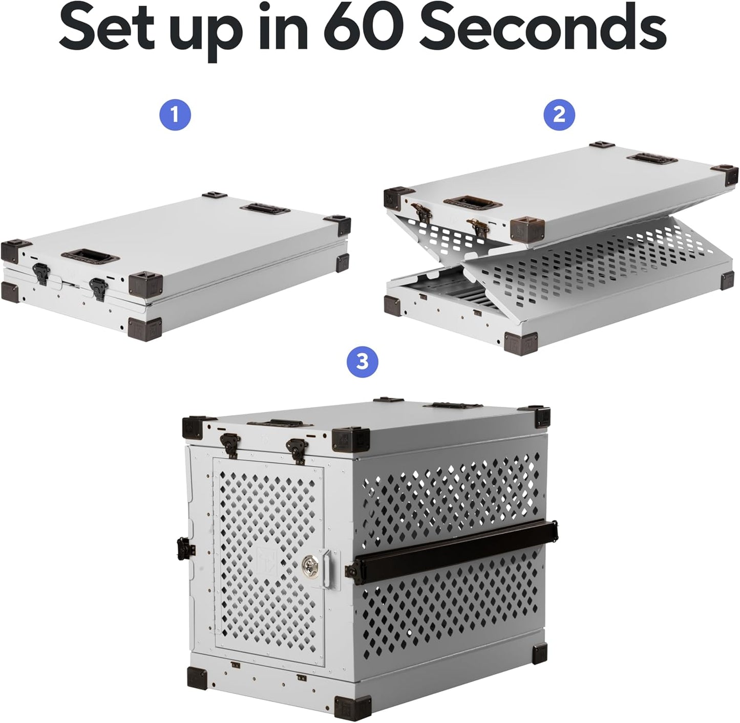 Impact Collapsible Dog Crate - Foldable Hard Crate for Medium Dogs - Heavy Duty Travel Kennel with Powder-Coated Aluminum - Quick Setup for Indoor & Outdoor (White, 30" (30.5" L x 20.5" W x 26" H))