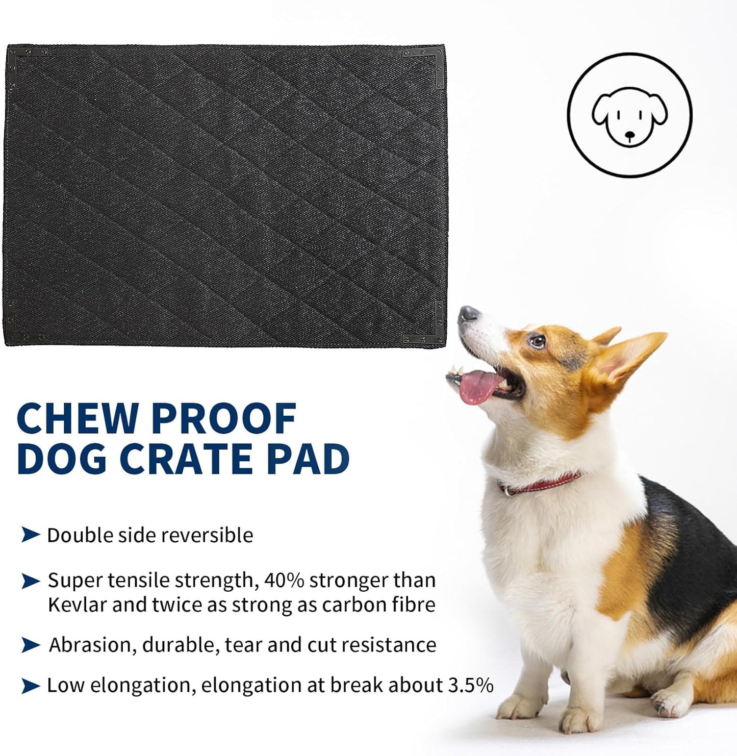 BALAPET Durable Chew Proof Dog Bed with Metal Rivet Corner for Medium Dogs, Stable Kennel Pad Mat for Teething Puppy, Durable Indoor Outdoor Crate Pad for Medium Dog Crates, 35"x22"