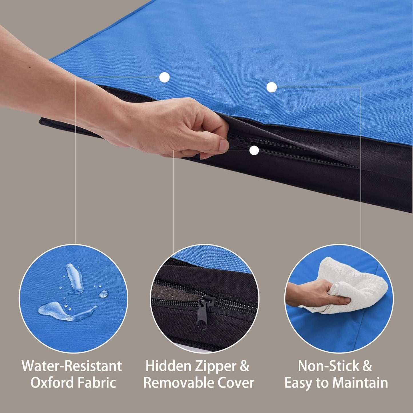 Outdoor Dog Bed for Large Dogs, Waterproof and Portable with Washable Cover, Foldable Cooling Orthopedic Bed for Outside and Indoor Use, 35" All Weather