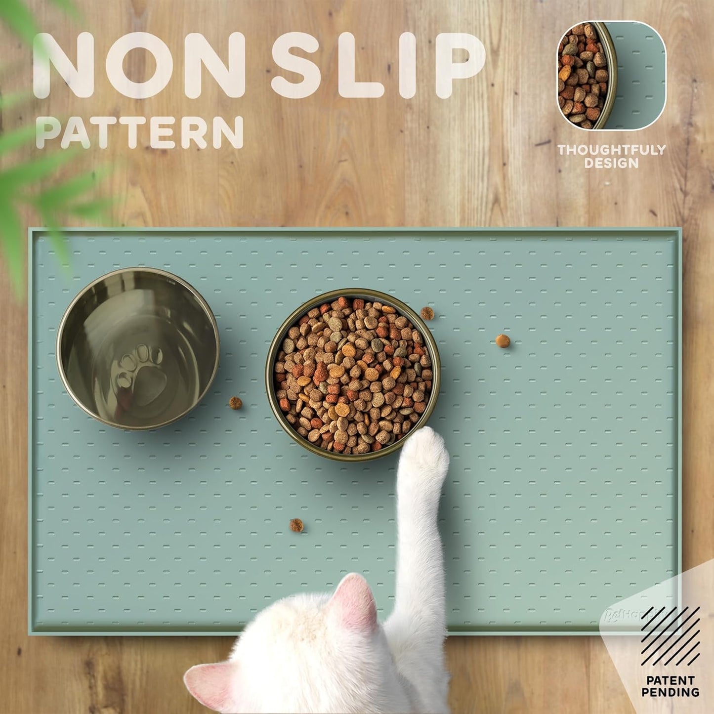 Dog Food Mat - 28x18 Raised Edges Dogs Mat for Food and Water Prevent Spill, Waterproof Cat Food Mats Protect Floors, Easy Clean Dog Bowl Mats for Food and Water, Silicone Pet Feeding Placemats