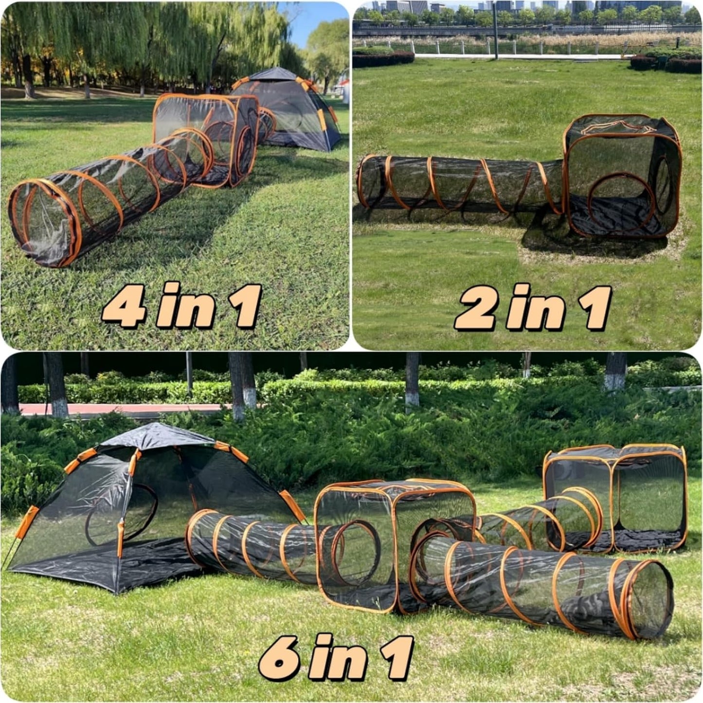 Catio Outdoor Cat Enclosures for Indoor Cats, 4-in-1 Outside Large Playground Include Portable Cat Tent, for Cats and Other Pets