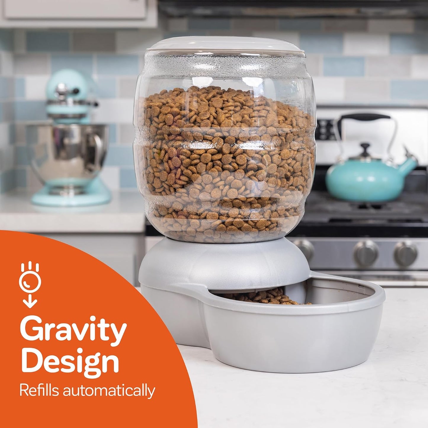 Petmate Replendish Feeder Automatic Cat and Dog Feeder, Pearl Peacock Blue, 10 LB, Made in USA