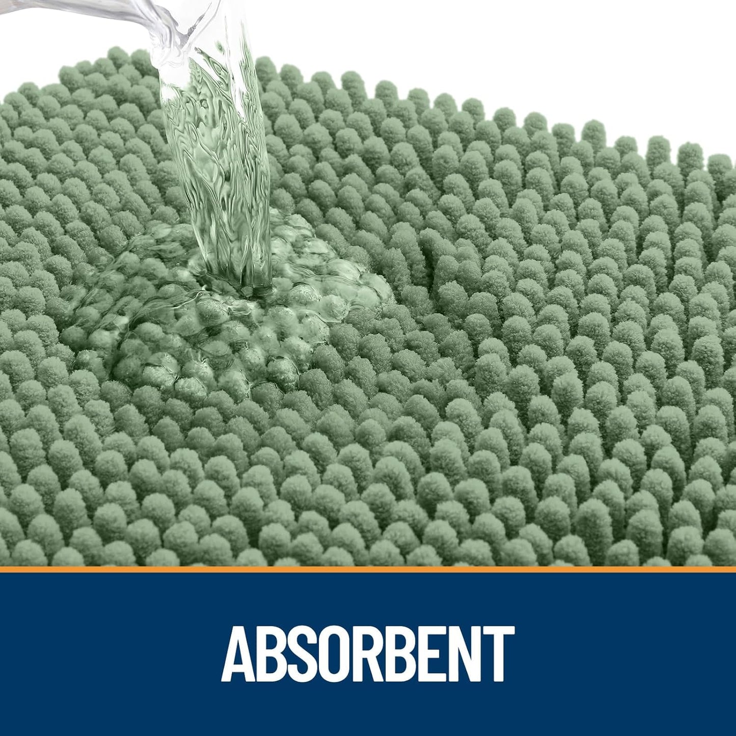 OLANLY Dog Door Mat for Muddy Paws 47x20, Absorbs Moisture and Dirt, Absorbent Non-Slip Washable Doormat, Quick Dry Chenille Mud Mat, Entry Indoor Entryway Carpet for Inside Floor, Olive Green