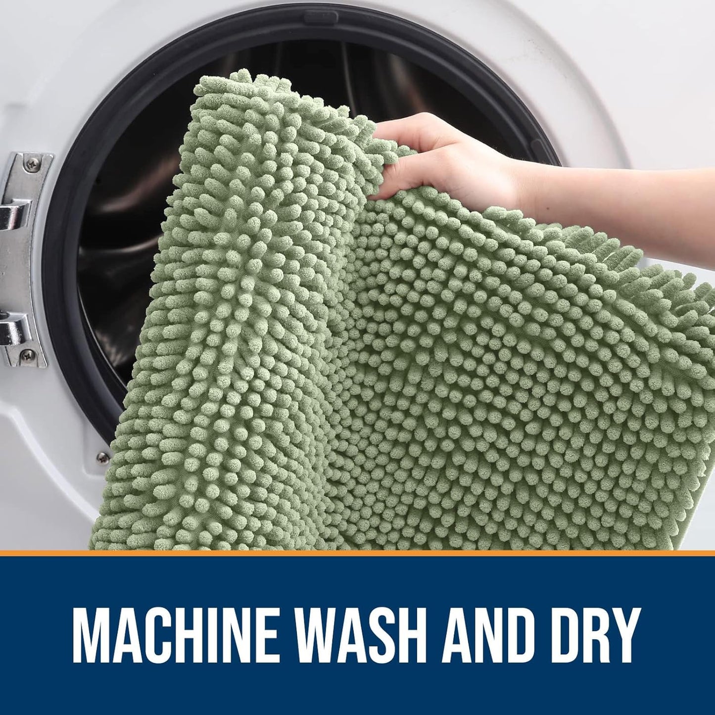 OLANLY Dog Door Mat for Muddy Paws 36x24, Absorbs Moisture and Dirt, Absorbent Non-Slip Washable Doormat, Quick Dry Chenille Mud Mat for Dogs, Entry Indoor Entryway Carpet for Inside Floor, Sage Green