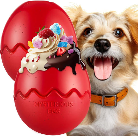 Aliceset 2 Pack Durable Freezable Dog Chew Toys for Aggressive Chewers Interactive Treat Dispensing Puzzle Toy for Large & XL Dogs Keeps Cool & Busy (Red)