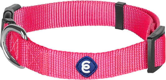 Blueberry Pet Essentials Adjustable Pink Dog Collar for Large Dogs, Solid Nylon, Comfortable & Durable, Secure Fit and Eco-Friendly for Pet Owners