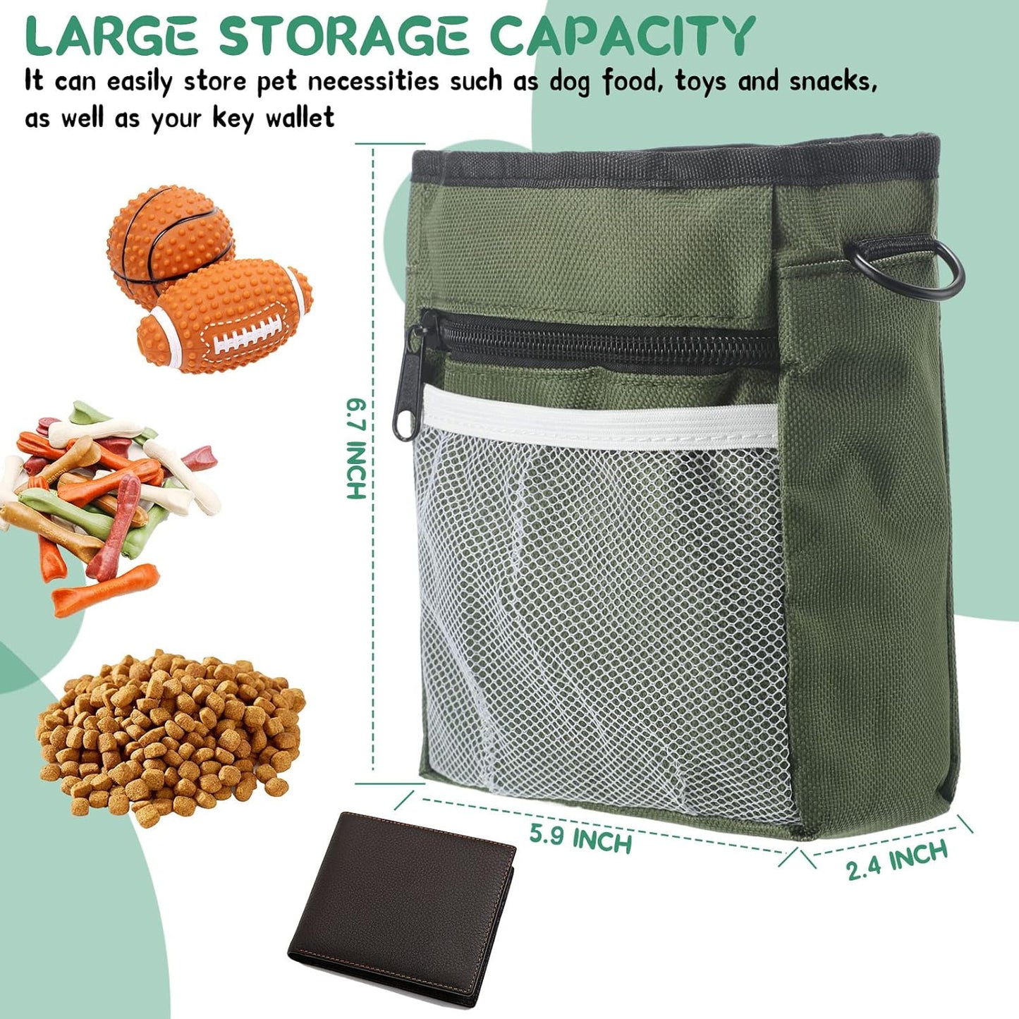 Hillban 12 Pcs Dog Treat Training Pouch Dog Treat Bag with Waist Shoulder Strap Bulk 6 Colors Convenient Pouch 3 Ways to Wear Drawstring Closure Holder for Treats Kibbles