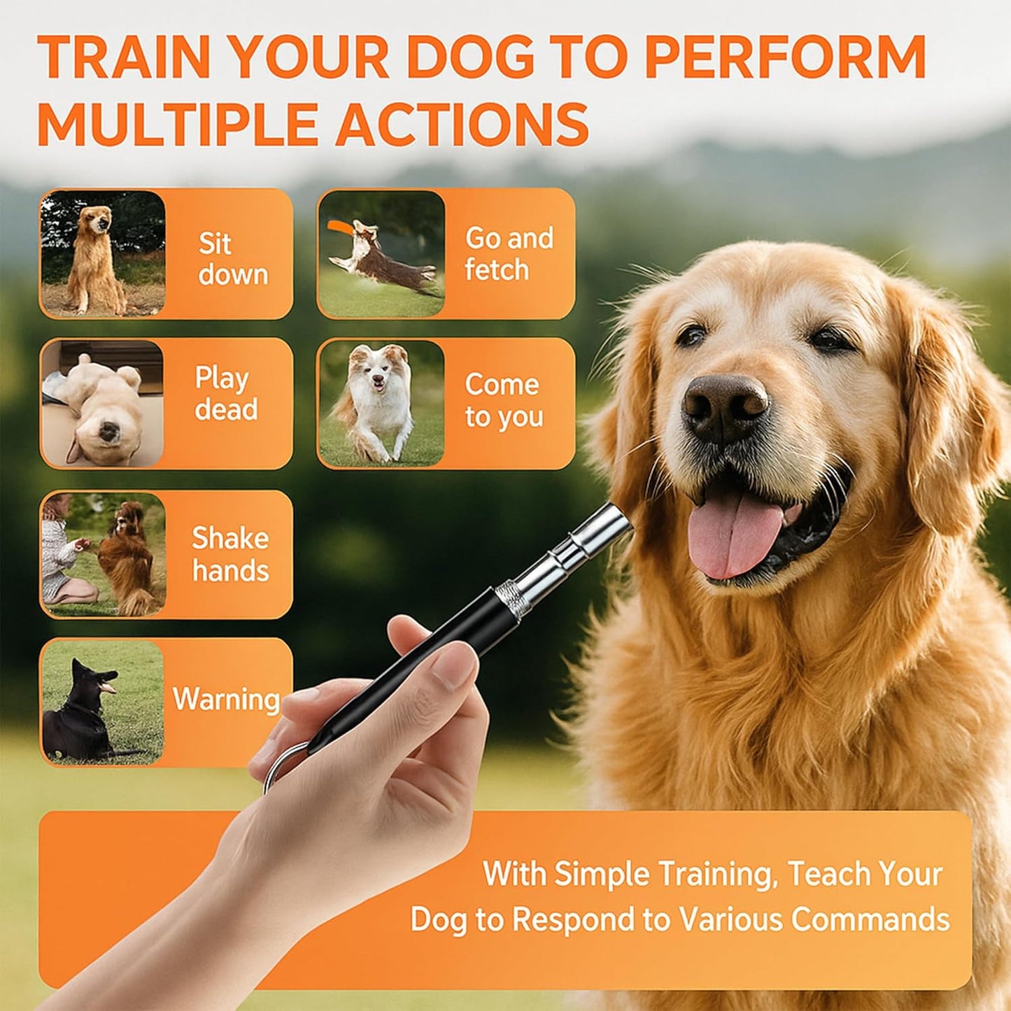 Ami's Delight Dog Whistle Set of 5 | 2PCS Premium Quality Adjustable Dog Whistles with 2 Black Lanyards and a Dog Clicker | Ultrasonic Dog Whistle to Stop Barking Neighbors Dog