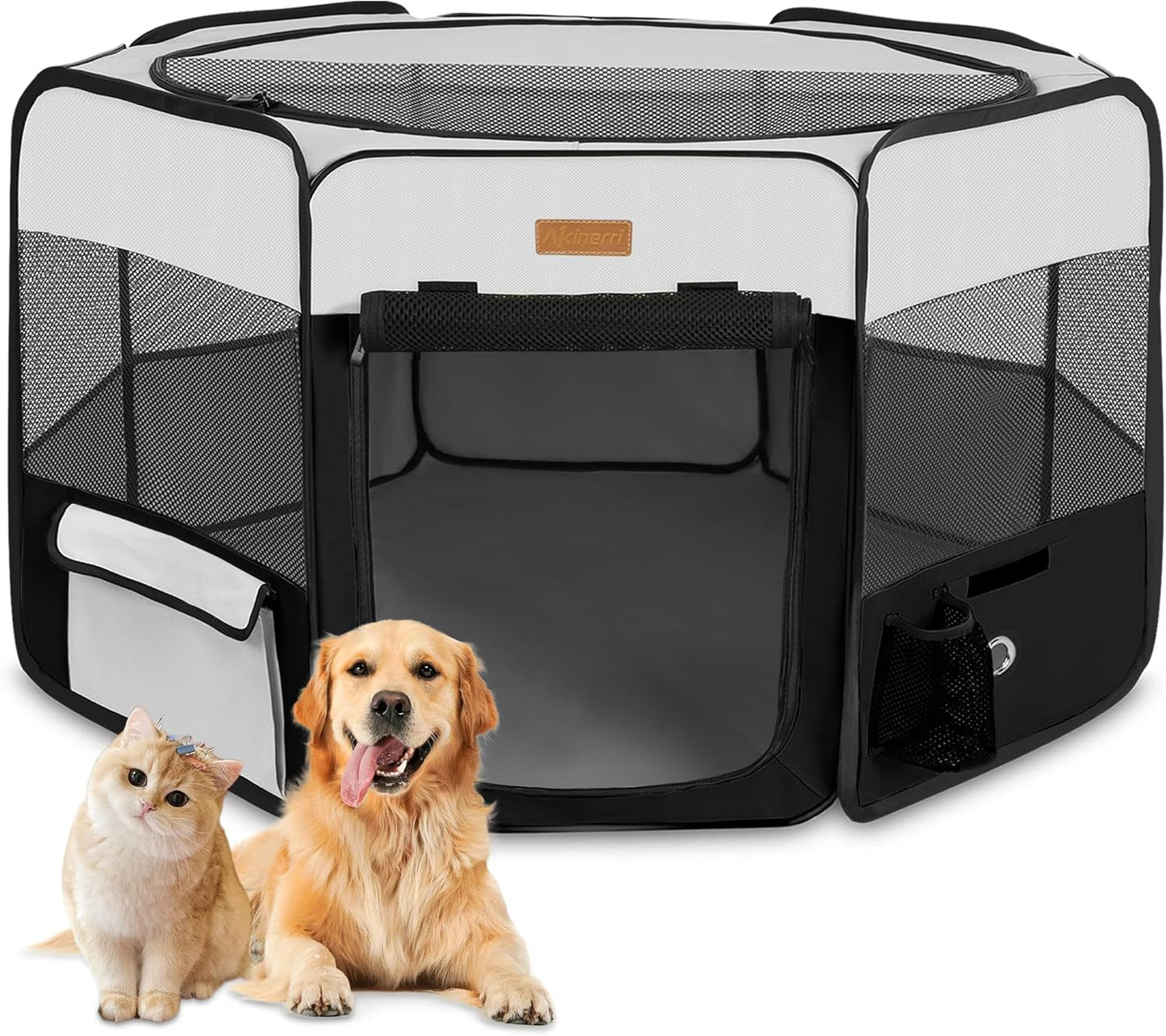 Dog Playpen, Portable Pet Play Pen for Cat, Puppies, Rabbits, Chickens, Foldable Large-Capacity Pet Tent for Indoor/Outdoor Travel Camping (Size XL Without Carry Bag)