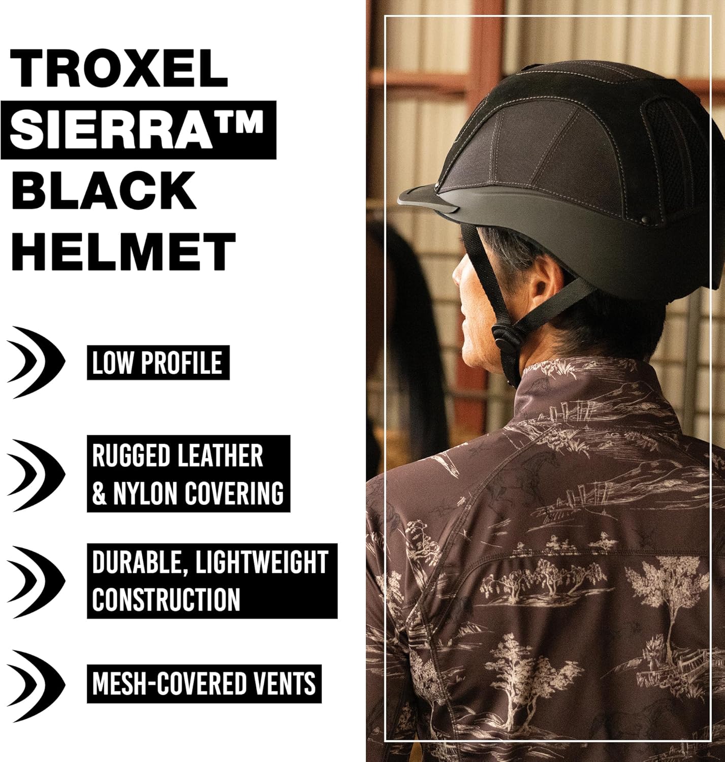 Troxel Sierra Rugged Horse Riding Helmet, Low-Profile, Self-Adjustable Design, Safety Horseback Riding Gear