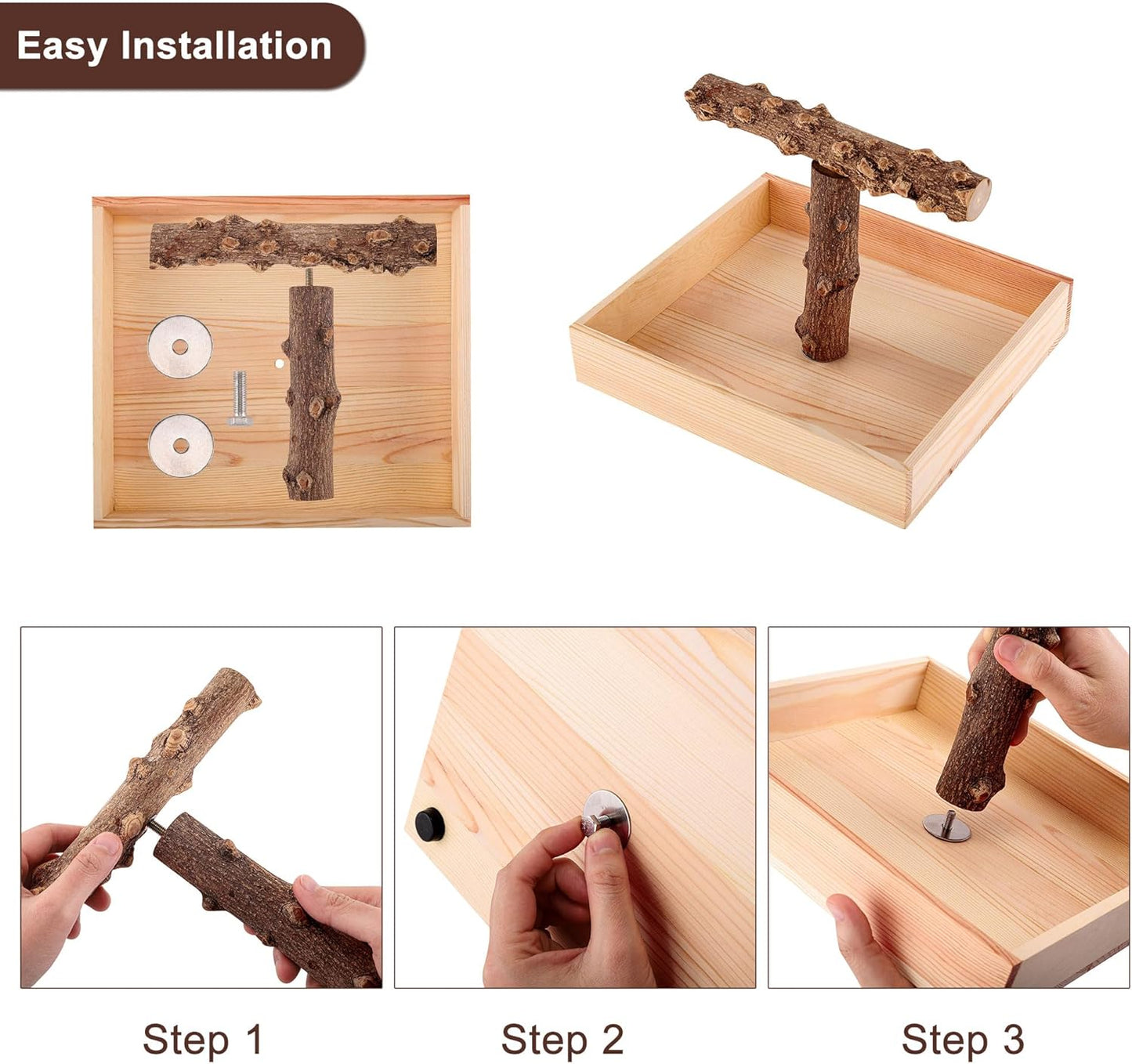 Bird Perch, Portable Tabletop Bird Stand, Training Play T Shaped Stand for Parrot Parakeet Cockatiels Conures Budgies Finch Lovebirds