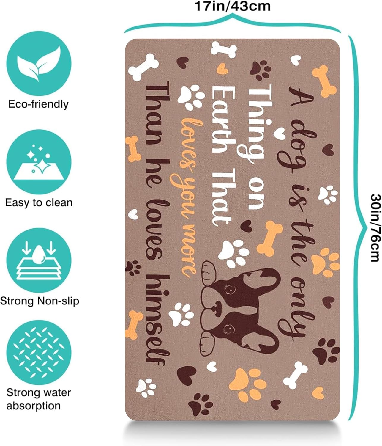 Pet Feeding Mat for Floors Waterproof Dog Mat for Food and Water Absorbent Quick Dry Non Slip mat for Cat Bowls