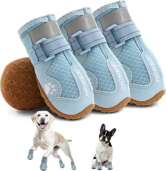Hcpet Dog Shoes, Dog Boots for Small Dogs, Breathable Medium Dog Booties Paw Protector for Summer Hot Pavement, Winter Snowy Day, Outdoor Walking, Indoor Hardfloors Anti Slip Sole Blue Size 5