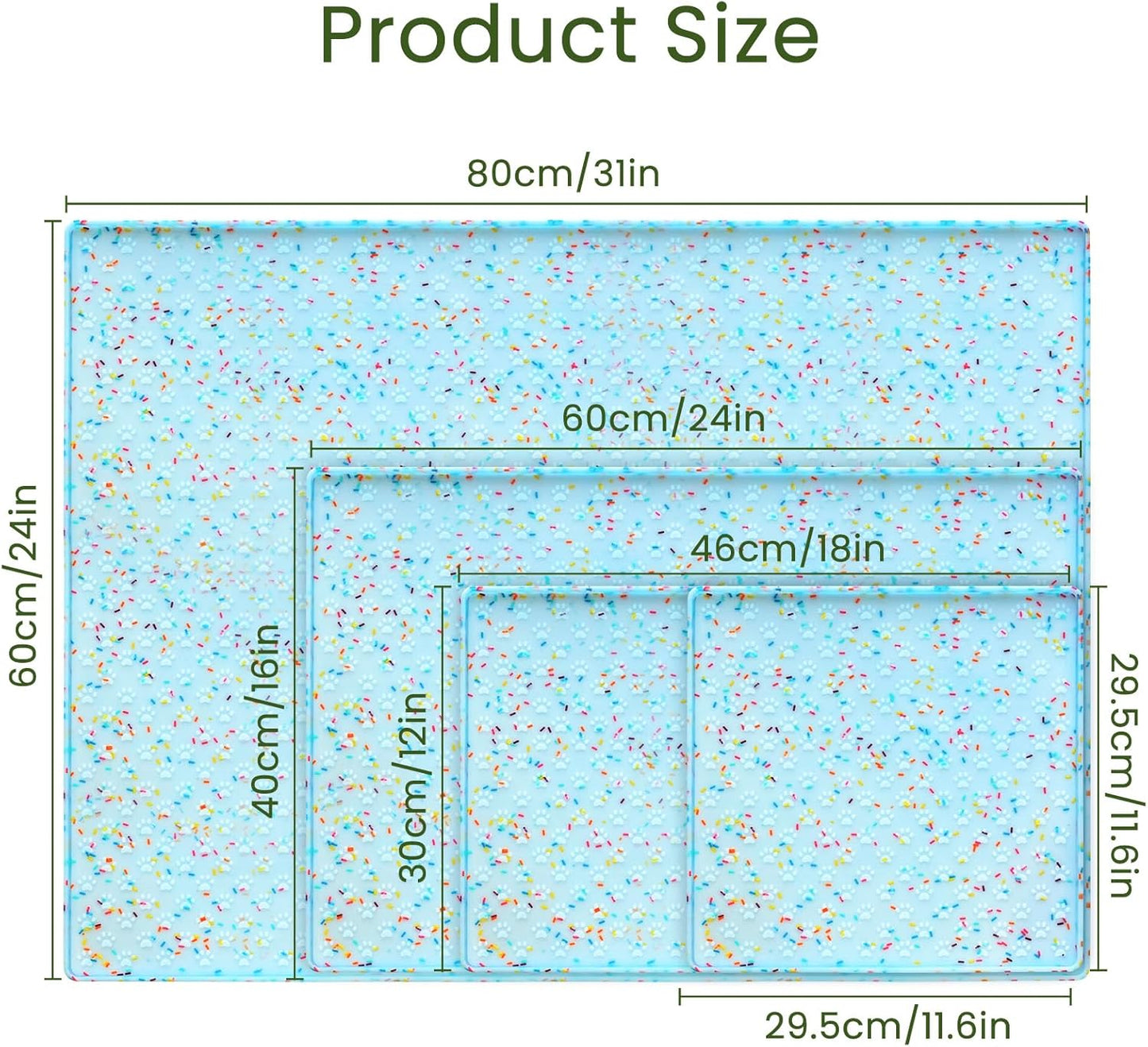 Ptlom Dog Food Mat Anti-Slip Dog Bowl Mats for Food and Water, Waterproof Pet Placemat Prevents Messy Spill to Floor, Silicone Puppy Feeding Tray for Small, Medium and Large Dogs Cats, Blue