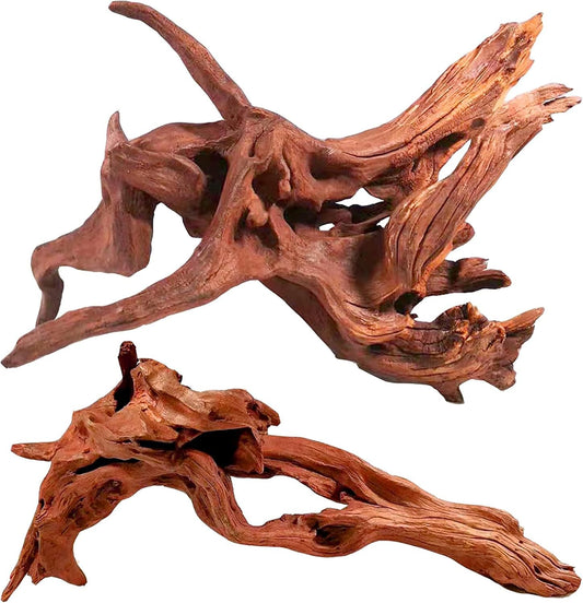 WDEFUN Natural Driftwood for Aquarium Decor, 2-Piece 10''-14'' Large Driftwood for Decorations on Fish Tank, Reptiles Bearded Dragon Accessories or Air Plants
