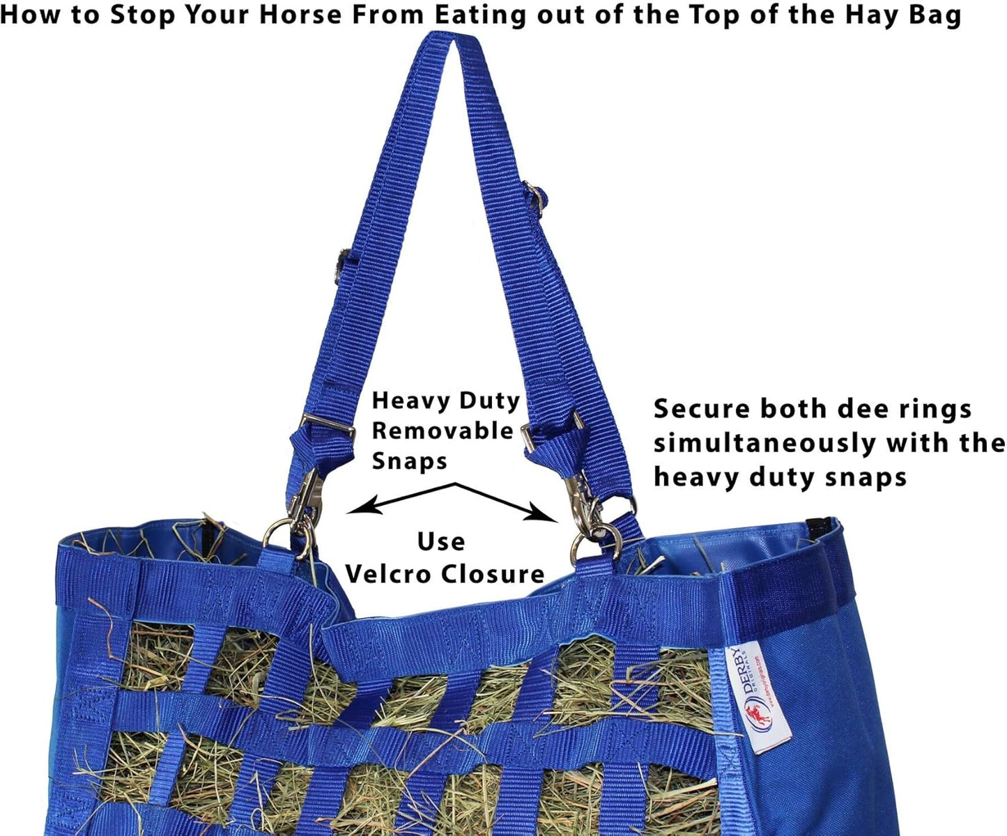 Derby Originals Front Web Slow Feeder Horse Hay Bag Super Tough Bottom with 6 Month Warranty