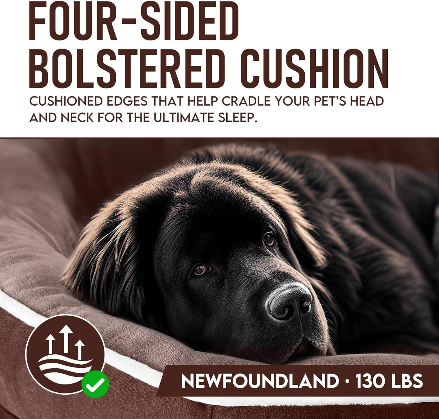 OhGeni Orthopedic Jumbo Dog Couch Pet Sofa XXL Sized Cat Beds with Comfort Foam Support, Soft Comfortable Fabric, Machine Washable Waterproof Removable Cover, 48-Inch (Brown)