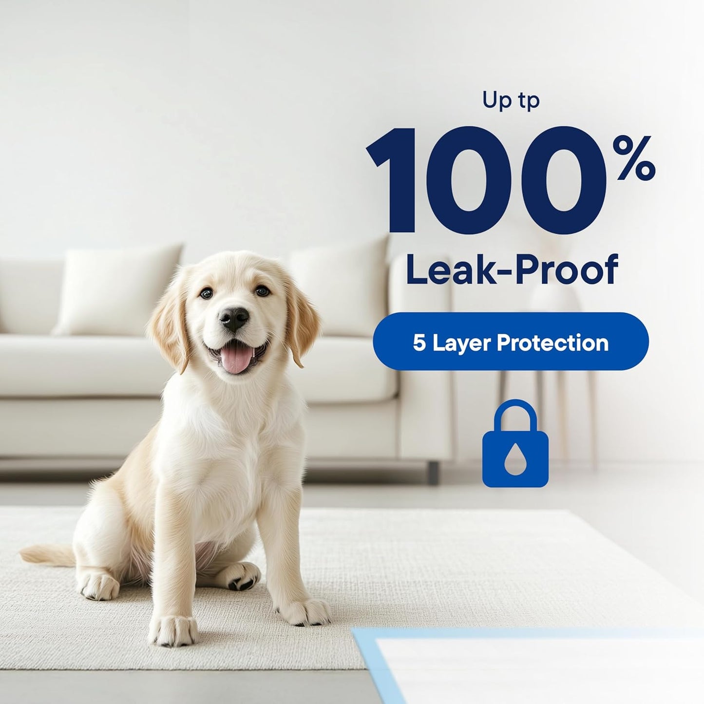 Puppy Pads Pet Pee Pads for Dogs & Puppy Training - 100 Count - Potty Pads for Dogs 22" x 22" Leak-Proof Dog Pee Pads - Quick-Dry Surface - Heavy Duty Absorbent Disposable Dog Wee Pad Bulk Pack