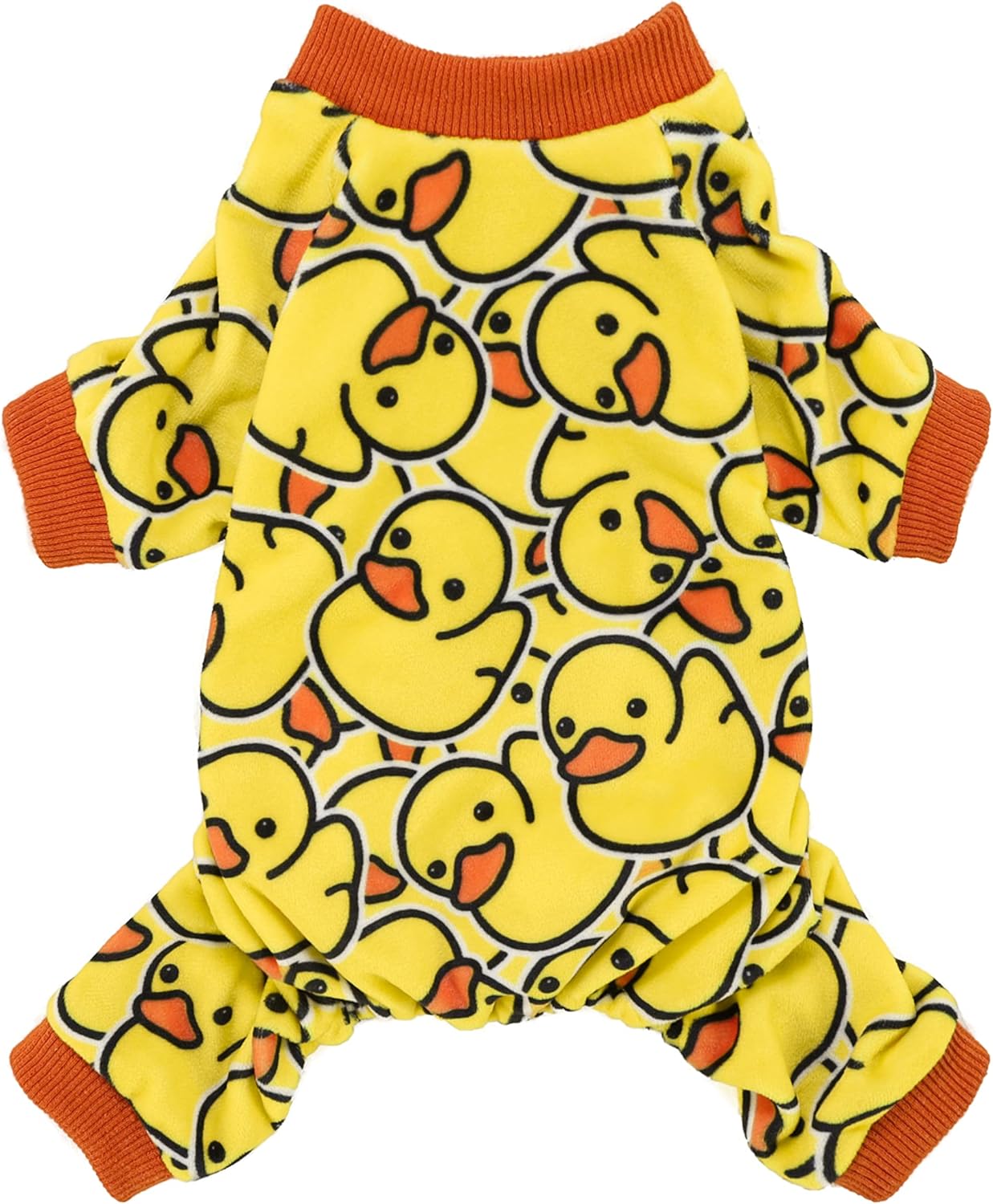 Fitwarm Funny Duck Dog Pajamas, Dog Winter Clothes for Small Dogs Girl, Lightweight Velvet Pet Jumpsuit, Cat Onesie, Yellow, XS