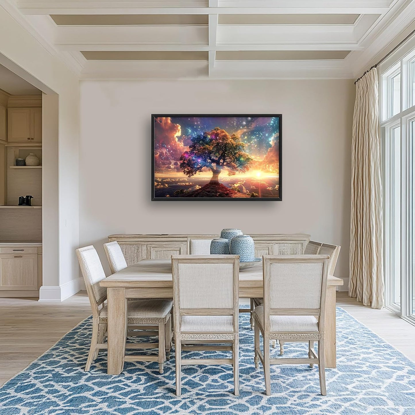 Tree Sunrise Large Wall Art Tree of Life Pictures Foggy Mountain Landscape Wall Starlight Nature Decor Canvas Print Painting Artwork for Bathroom Living Room Bedroom 36L" x 24W"