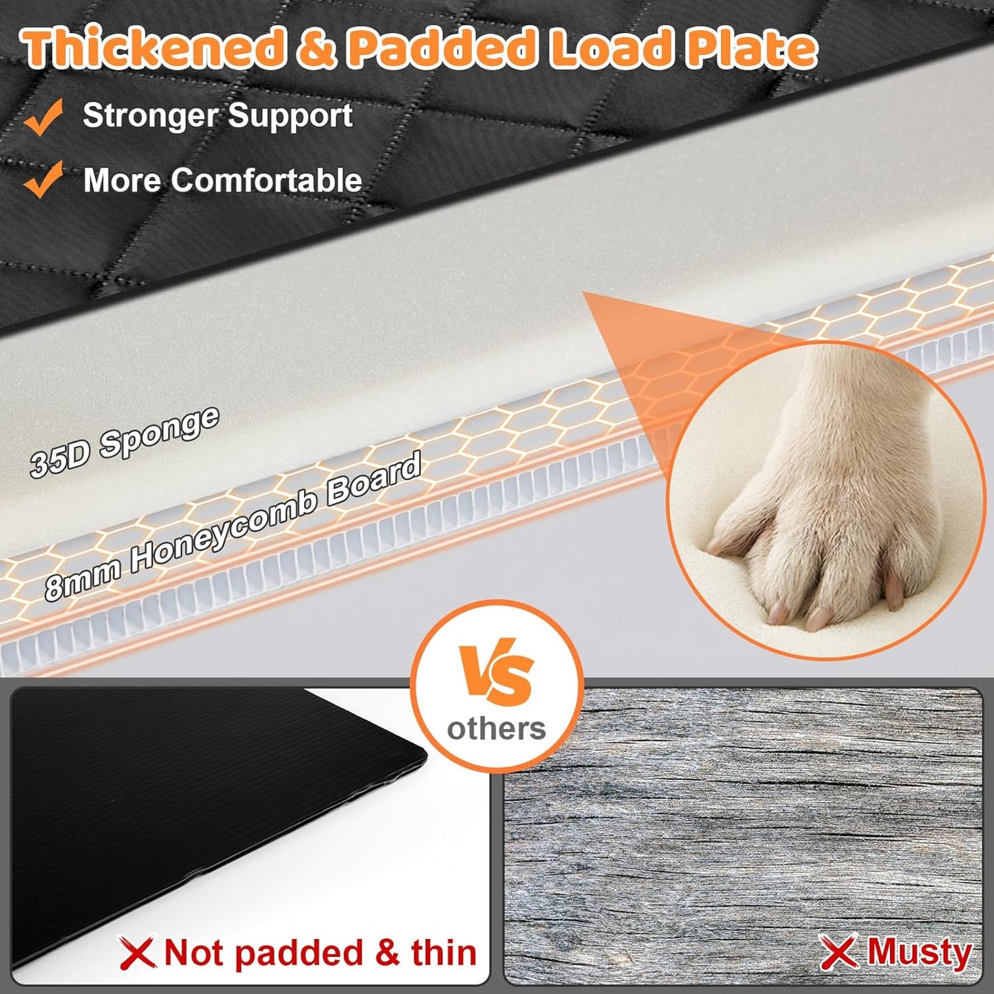 URPOWER High Barrier Back Seat Extender for Dogs, Hard Bottom Dog Car Seat Cover Holds 400 lbs, Waterproof Dog Hammock for Cars, SUV, Small Truck, Dogs Car Bed Pet Backseat Protector with Mesh Window