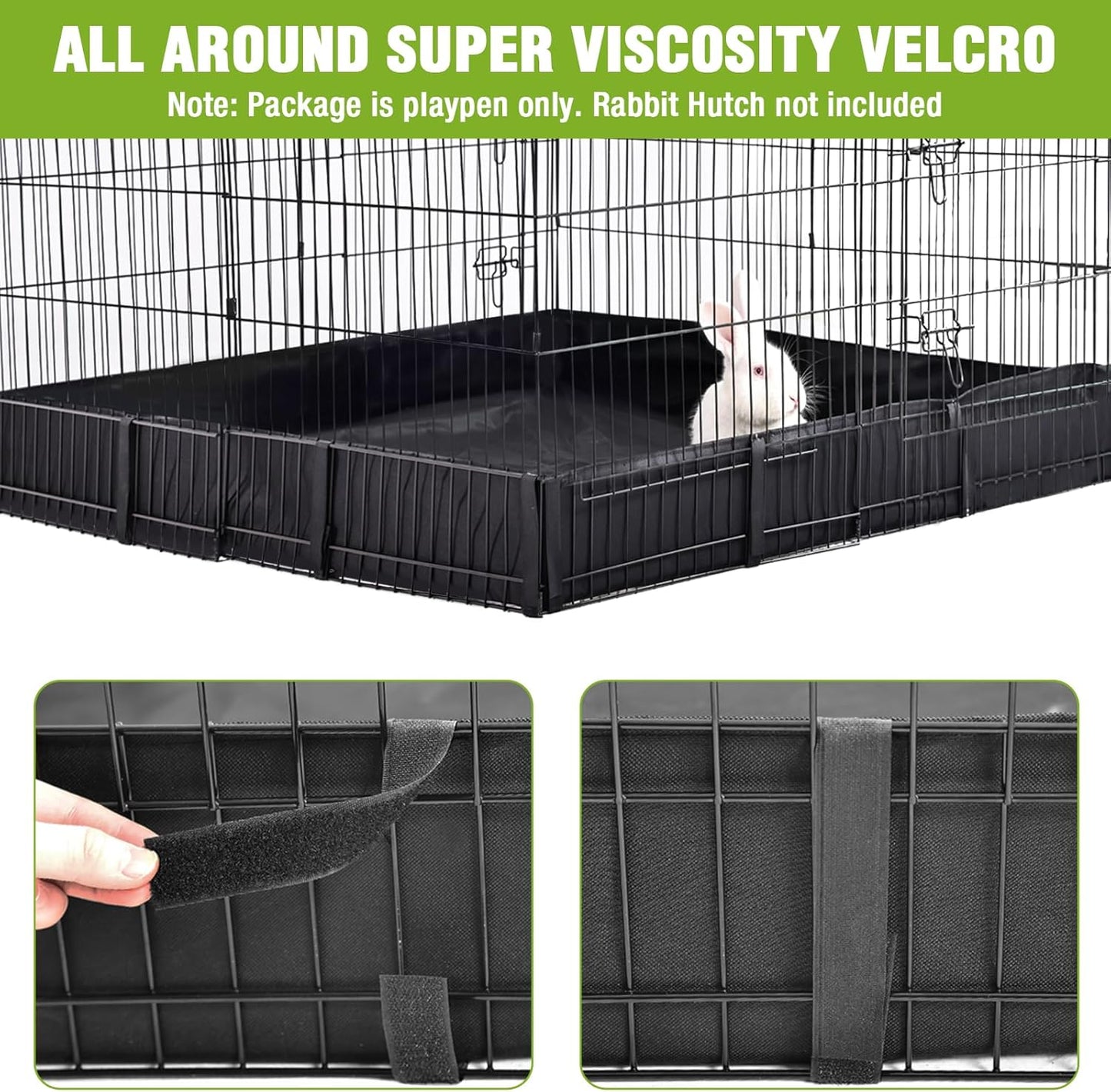Bunny Playpen Indoor & Outdoor, Rabbit Playpen with Waterproof Liner, Extension Guinea Pig Cages for Small Animals (Playpen Only)