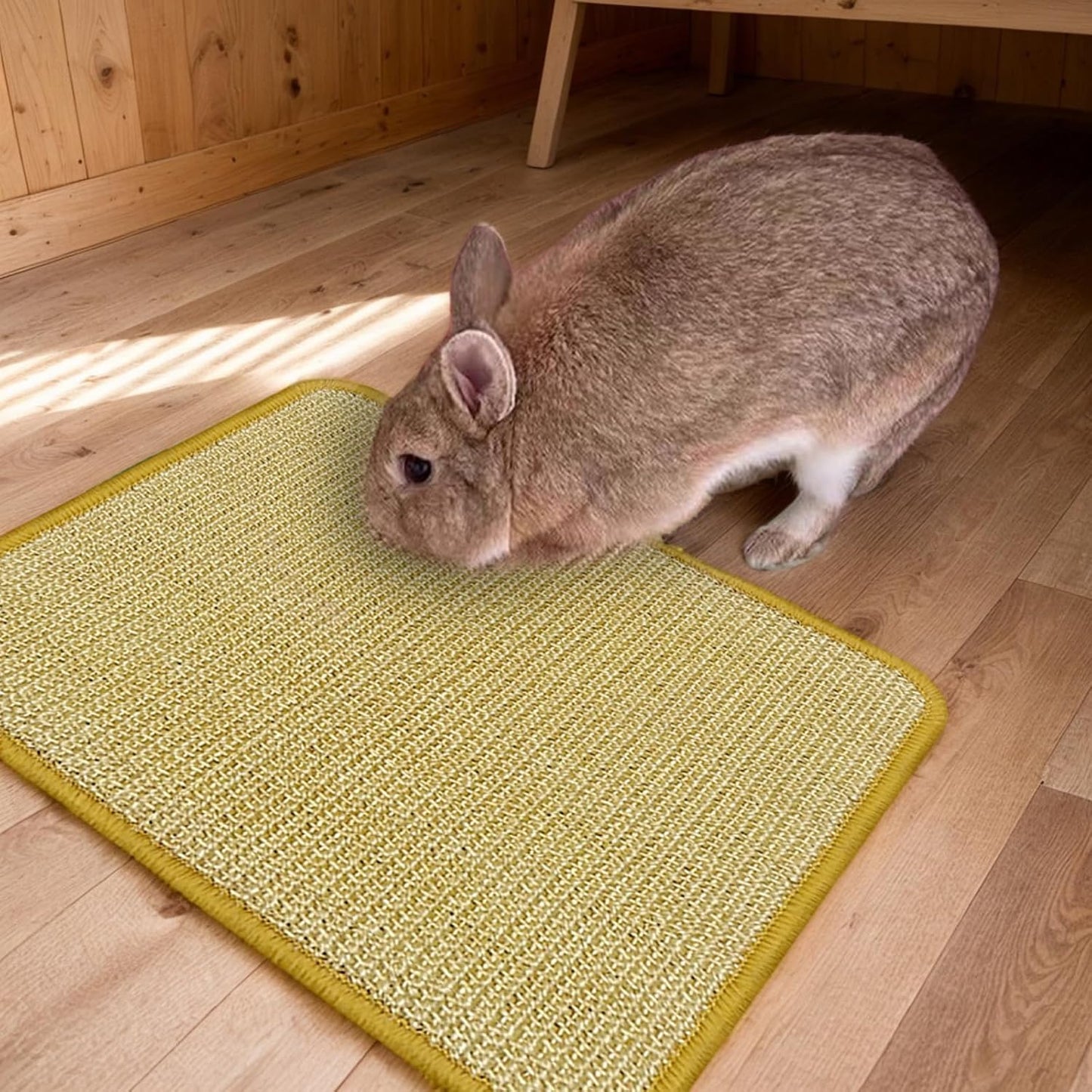 DYAUS Bunny Scratch Pads, Natural Sisal Rabbit Scratching Mats for Claws and Teeth Care, Indoor Bunny Chew Toys Bunny Bed for Biting Sleeping Nesting (3PCS, 16x12in)