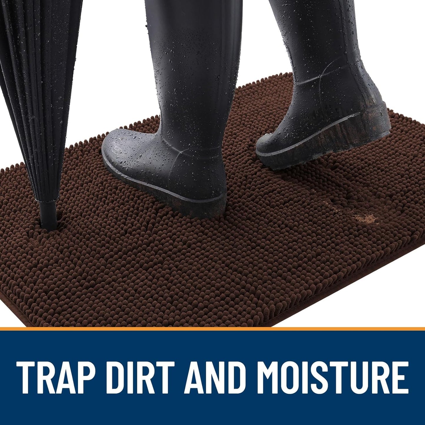 OLANLY Dog Door Mat for Muddy Paws 47x24, Absorbs Moisture and Dirt, Absorbent Non-Slip Washable Doormat, Quick Dry Chenille Mud Mat for Dogs, Entry Indoor Entryway Carpet for Inside Floor, Brown