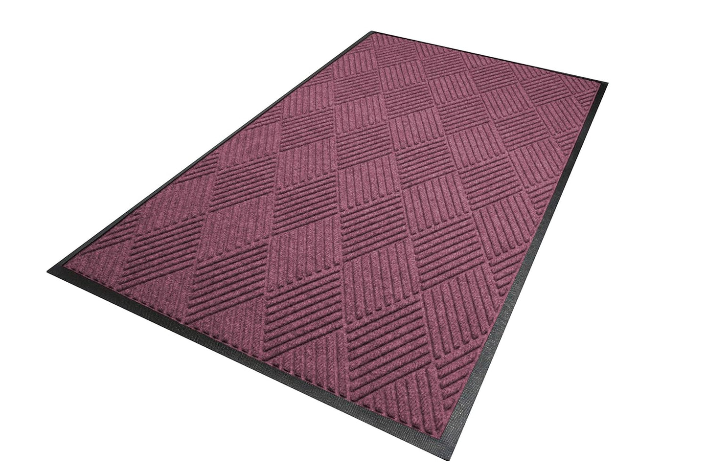 M+A Matting WaterHog Diamond | Commercial-Grade Entrance Mat with Rubber Border – Indoor/Outdoor, Quick Drying, Stain Resistant Door Mat (Bordeuax, 4' x 8')