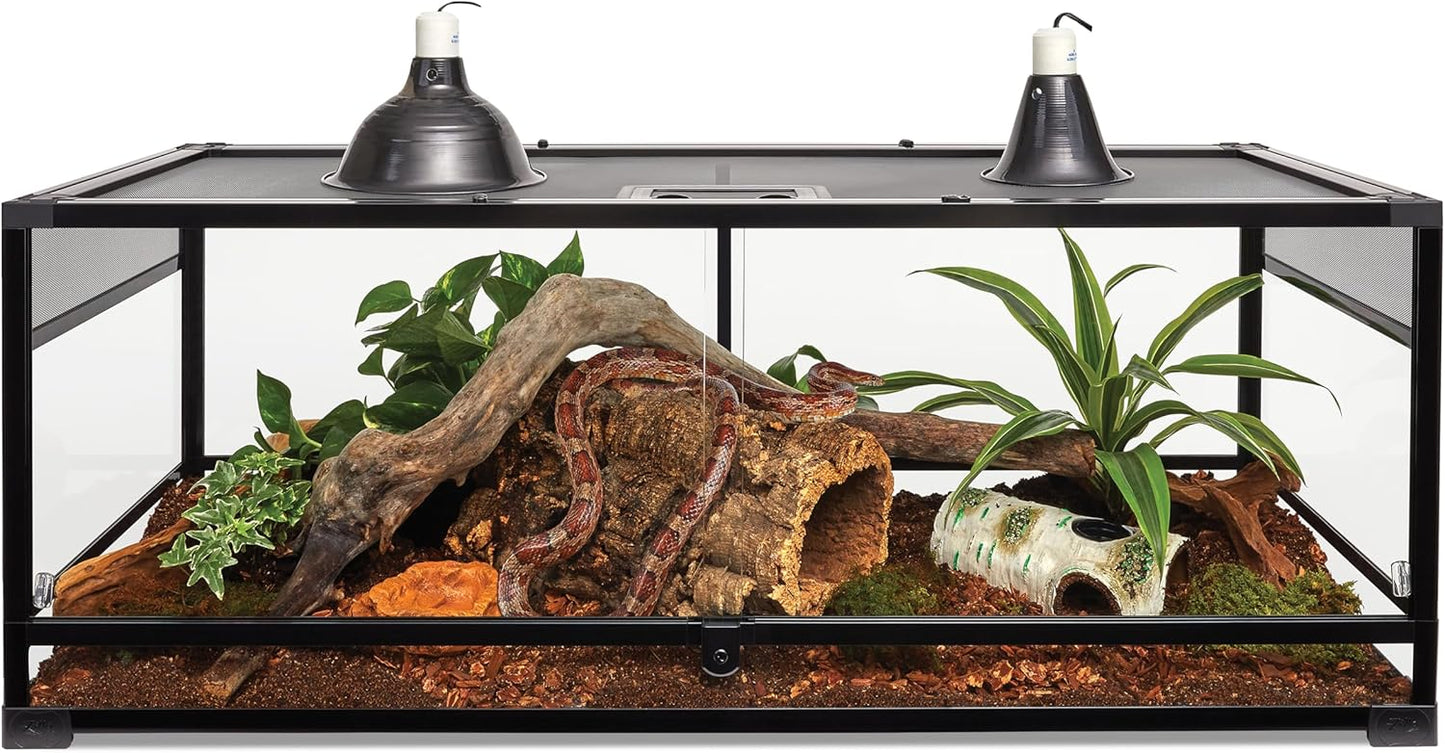 Zilla QuickBuild Reptile 65 Gallon Glass Terrarium Habitat with Sliding Door For Geckos, Snakes, Lizards, Frogs, Turtles, and Tortoises, 48" x 18" x 18"