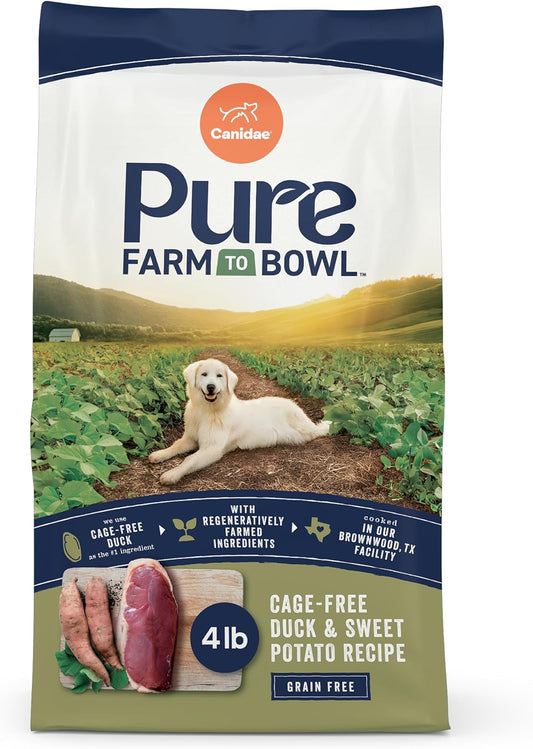 Canidae Pure Farm to Bowl Cage-free Duck & Sweet Potato, Adult, Grain-Free Dry Dog Food, 4lb