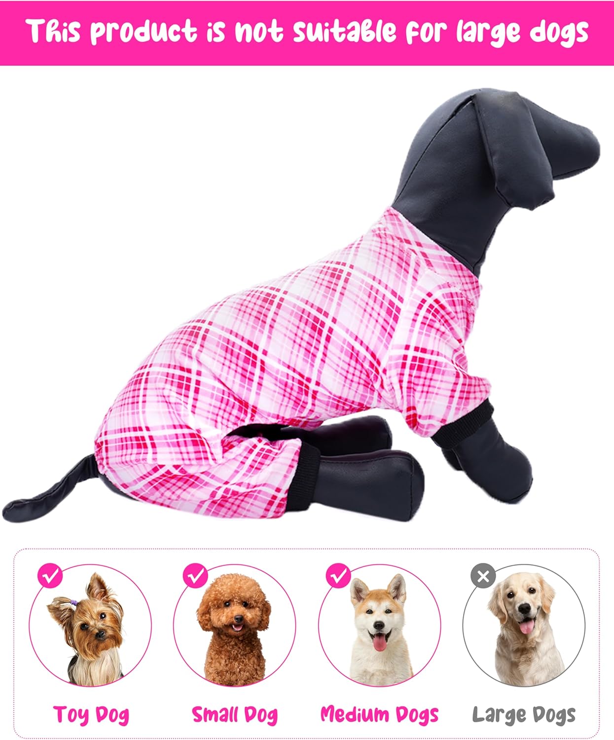 PET SHOW 4 Pack Small Dog Pajamas Cute Paw Bone Clothes Doggies Soft Stretchy PJs Plaid Jumpsuit Puppy Cats Floral Fruits Onesies Outfits with Sleeve Pets Dachshund Costume(XS, Pink for Girls)
