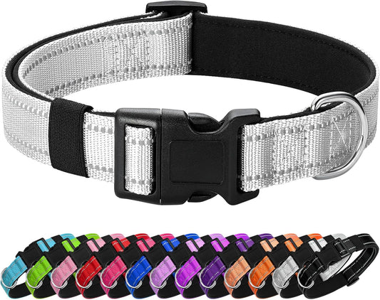 Reflective Dog Collar Padded with Soft Neoprene Breathable Quick Release Basic Dog Collars for Puppy Small Dogs Girl Boy Xs Silver