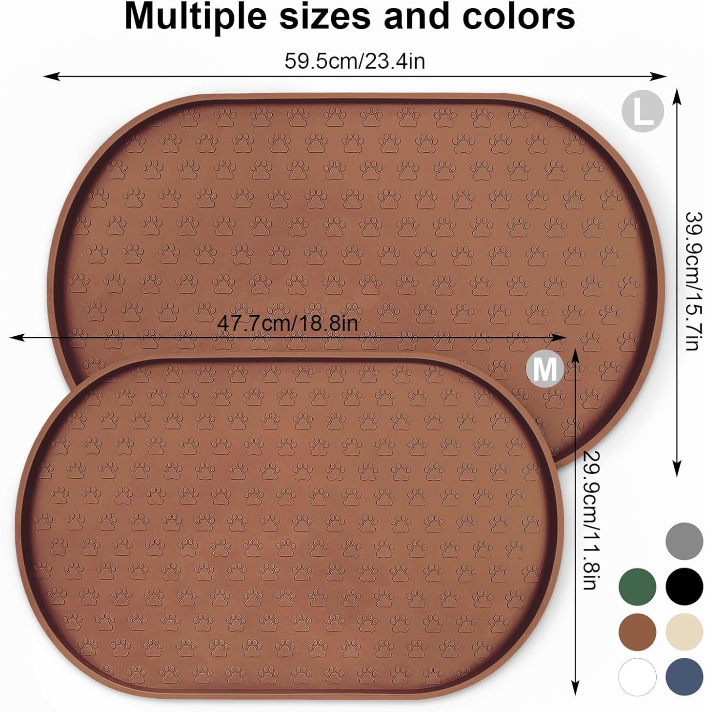 KPWACD Pet Placemat for Dog and Cat, Anti-Slip Waterproof Dogs Feeding Bowl Mat Prevent Food and Water Overflow, Silicone Puppy Dish Mats Suitable for Small Medium Big Pets, Brown, 24" * 16"