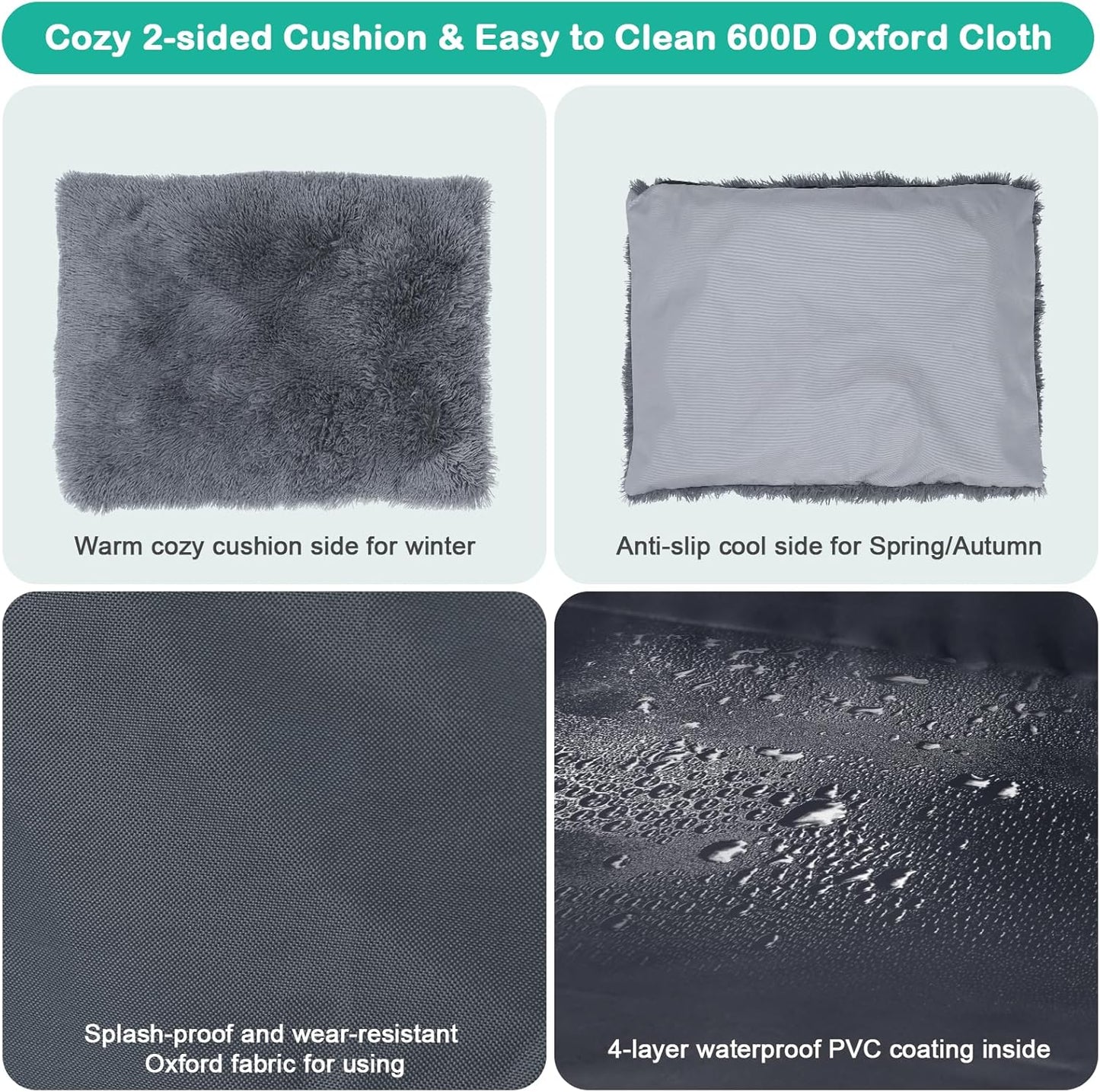 Large Indoor Dog House Dog Kennel Bed Mat with Cushion for Small Medium Large Dogs Cats, Winter Warm Cat Nest Puppy Cave Sofa Pet Products Easy Assembly, 27.6 * 21.3 Inches