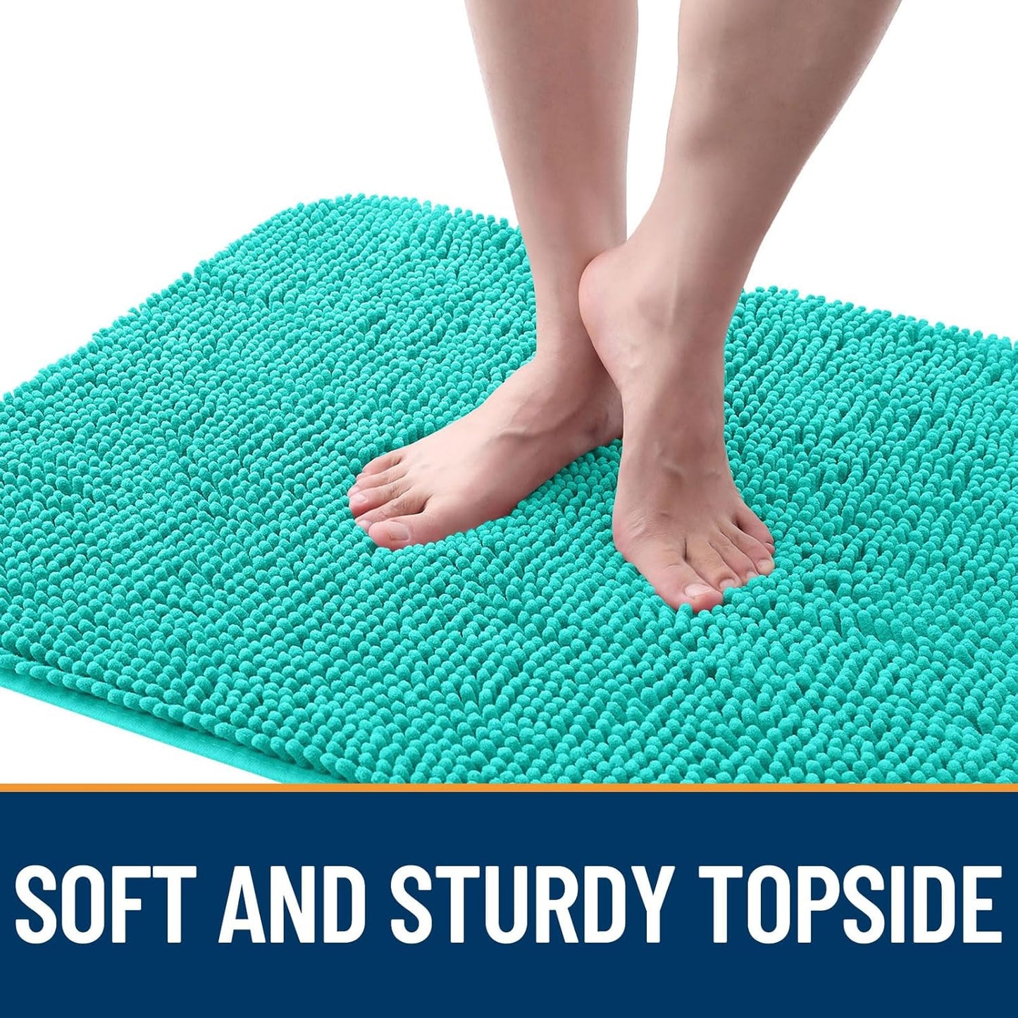 OLANLY Dog Door Mat for Muddy Paws 36x24, Absorbs Moisture and Dirt, Absorbent Non-Slip Washable Doormat, Quick Dry Chenille Mud Mat for Dogs, Entry Indoor Entryway Carpet for Inside Floor, Teal