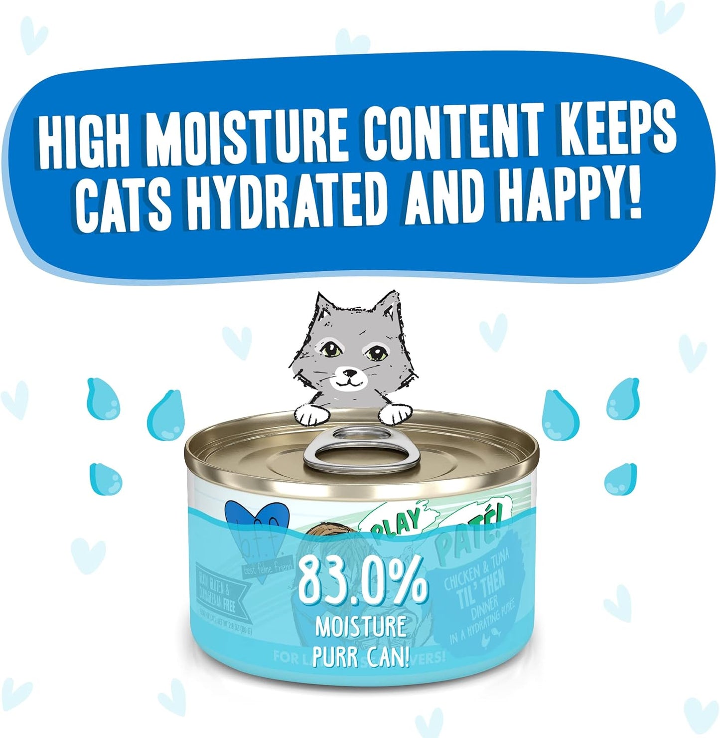 Weruva B.F.F. Play - Best Feline Friend Paté Lovers, Aw Yeah!, Chicken & Tuna Til' Then with Chicken & Tuna, 2.8oz Can (Pack of 12)